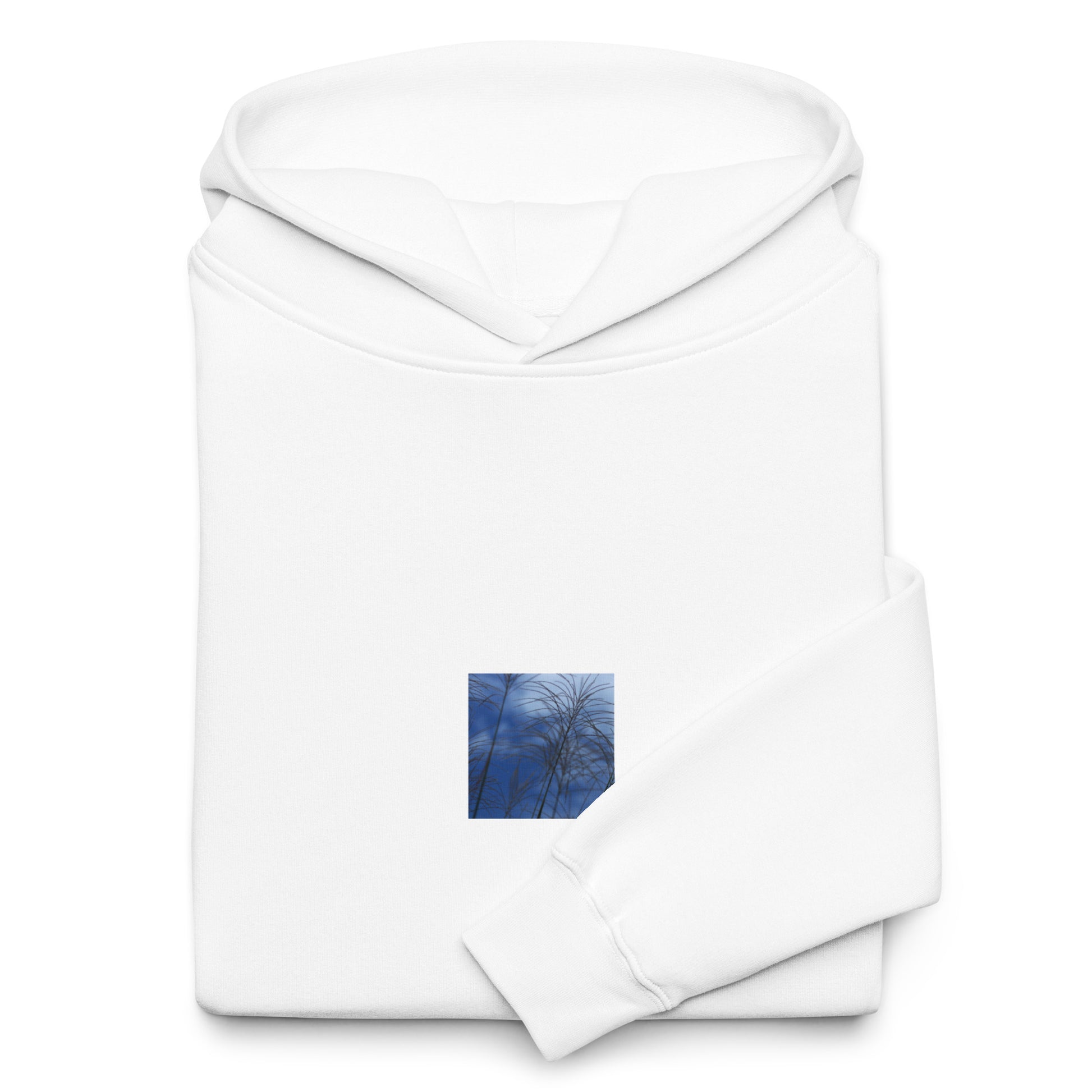 Silver Grass Cluster Botanical Art – Unisex Oversized Hoodie, White, Front View