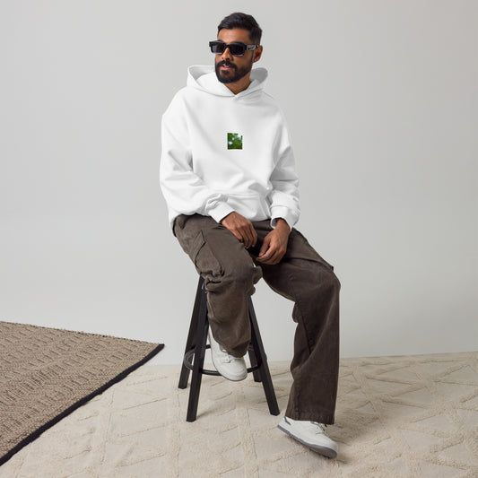Maple Abstraction Botanical Art – Unisex Oversized Hoodie, White, Front View