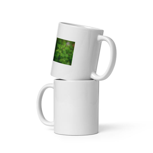 Botanical Plant Art – White Glossy Mug 11oz, Front View
