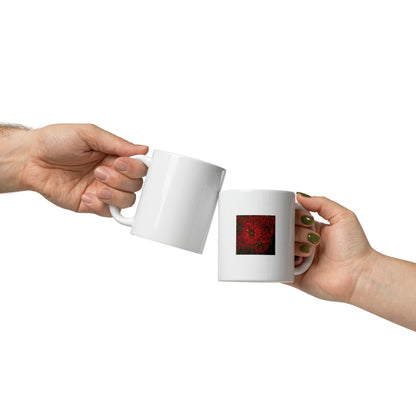 Red Spider Lily Botanical Art – White Glossy Mug 11oz, Front View