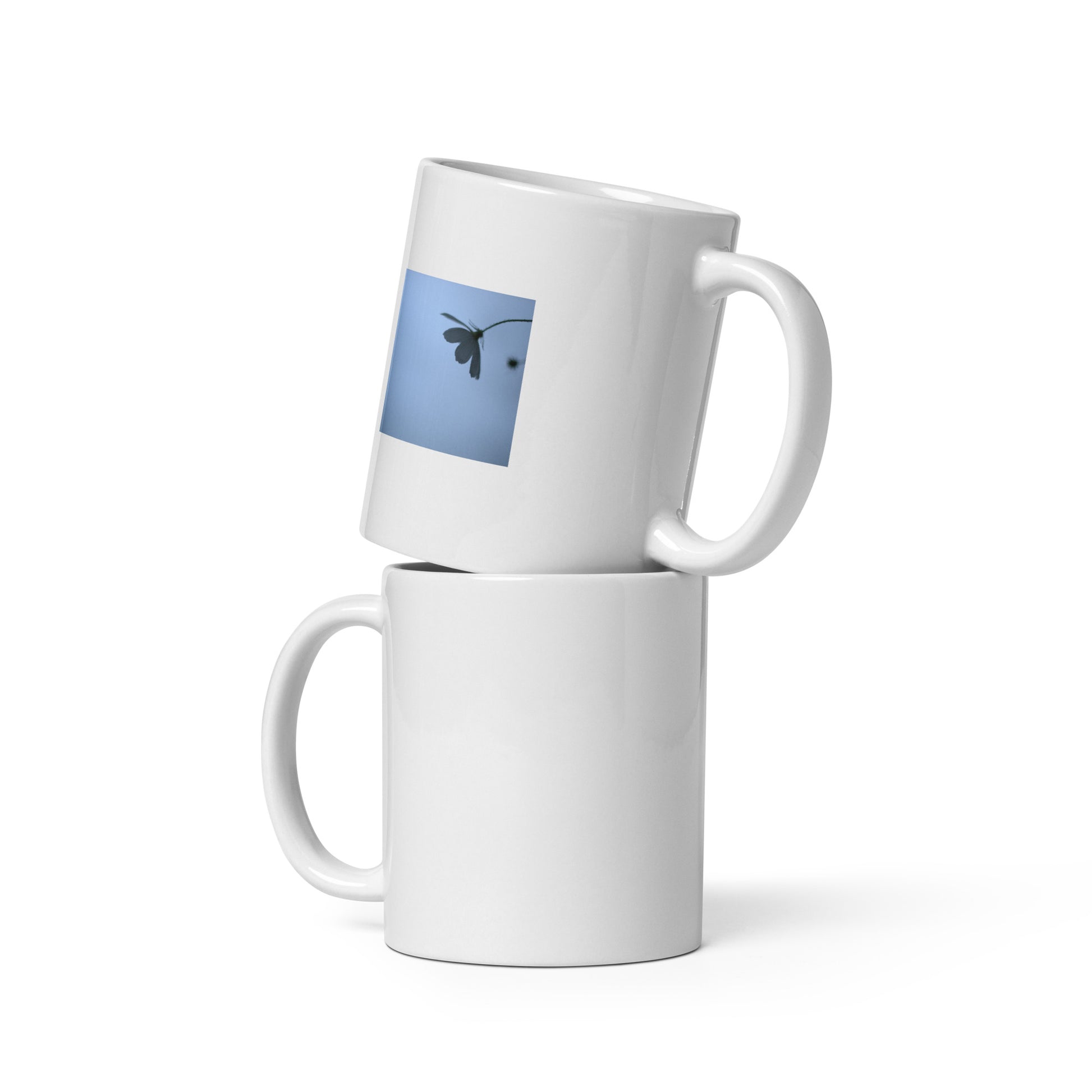 Cosmos Flower Botanical Art – White Glossy Mug 11oz, Front View
