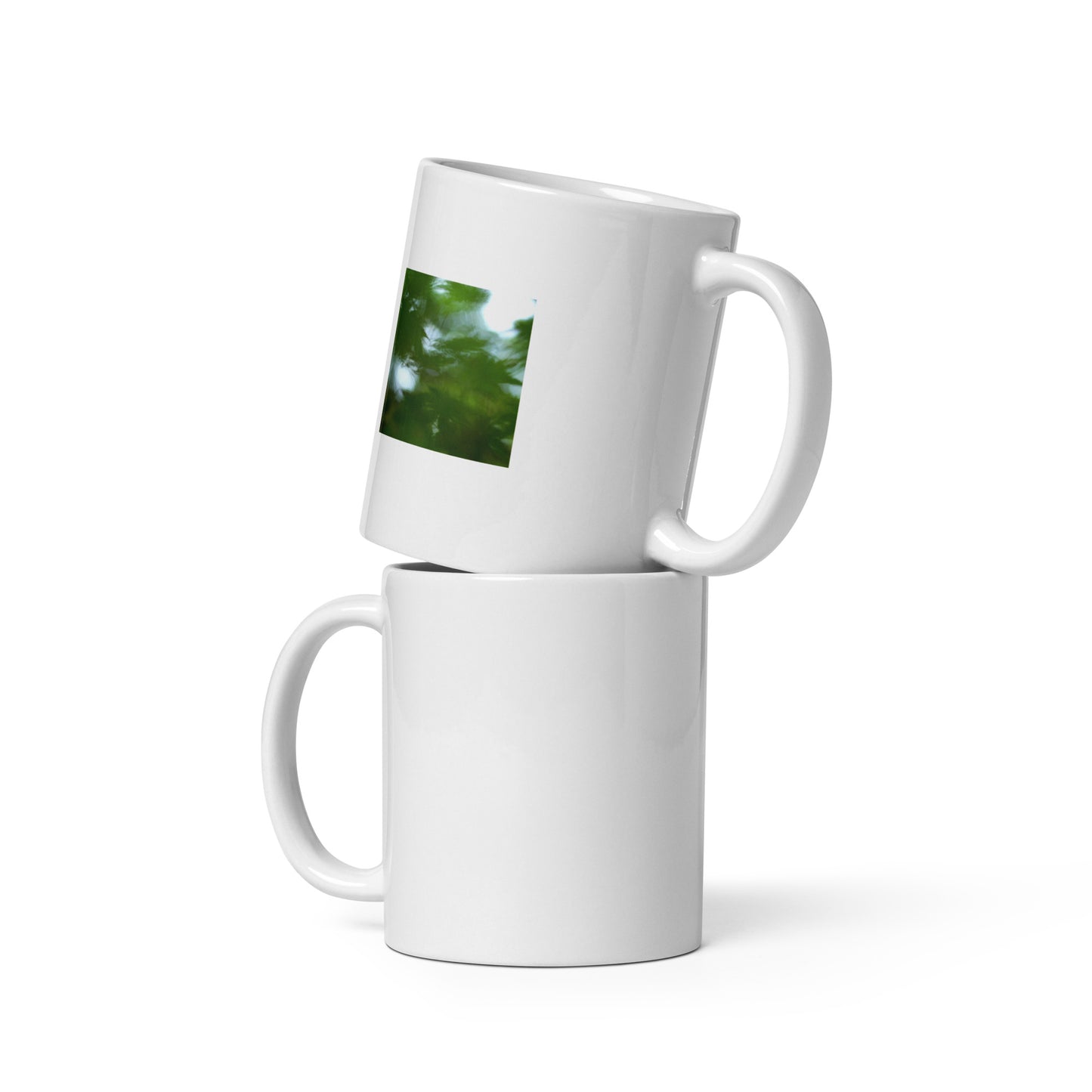 Maple Abstraction Botanical Art – White Glossy Mug 11oz, Front View