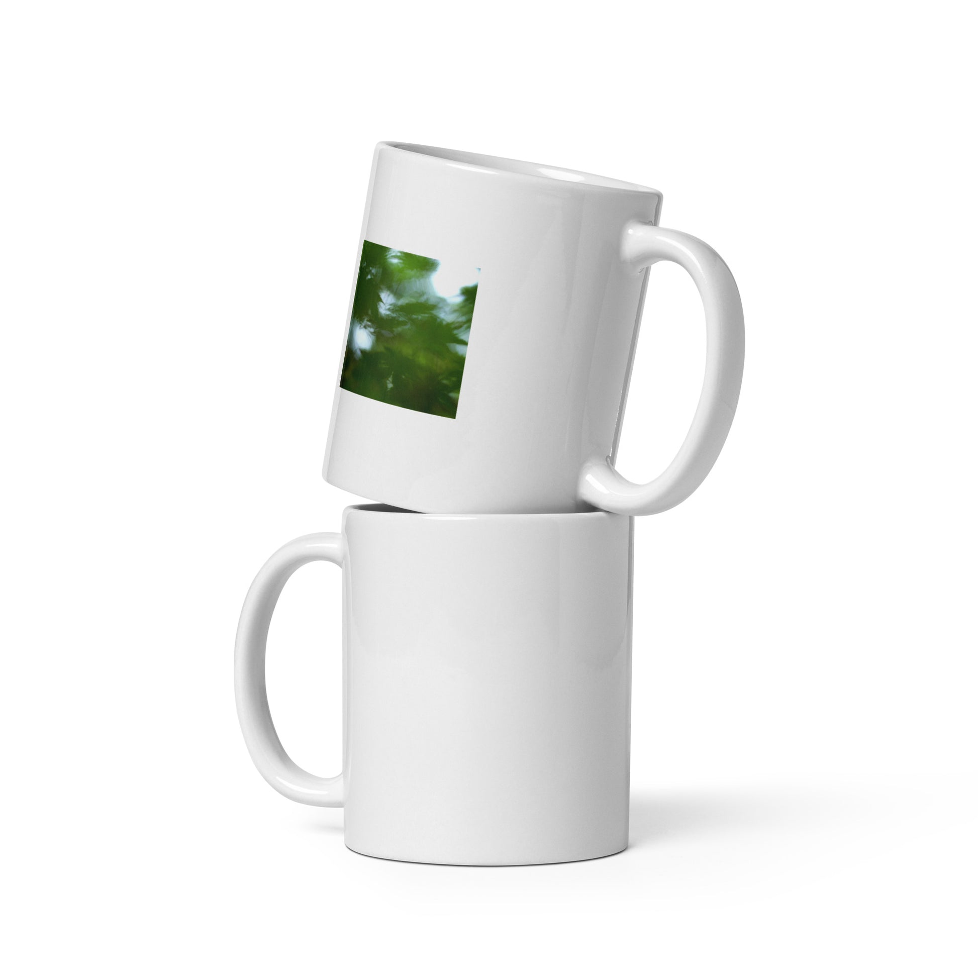 Maple Abstraction Botanical Art – White Glossy Mug 11oz, Front View
