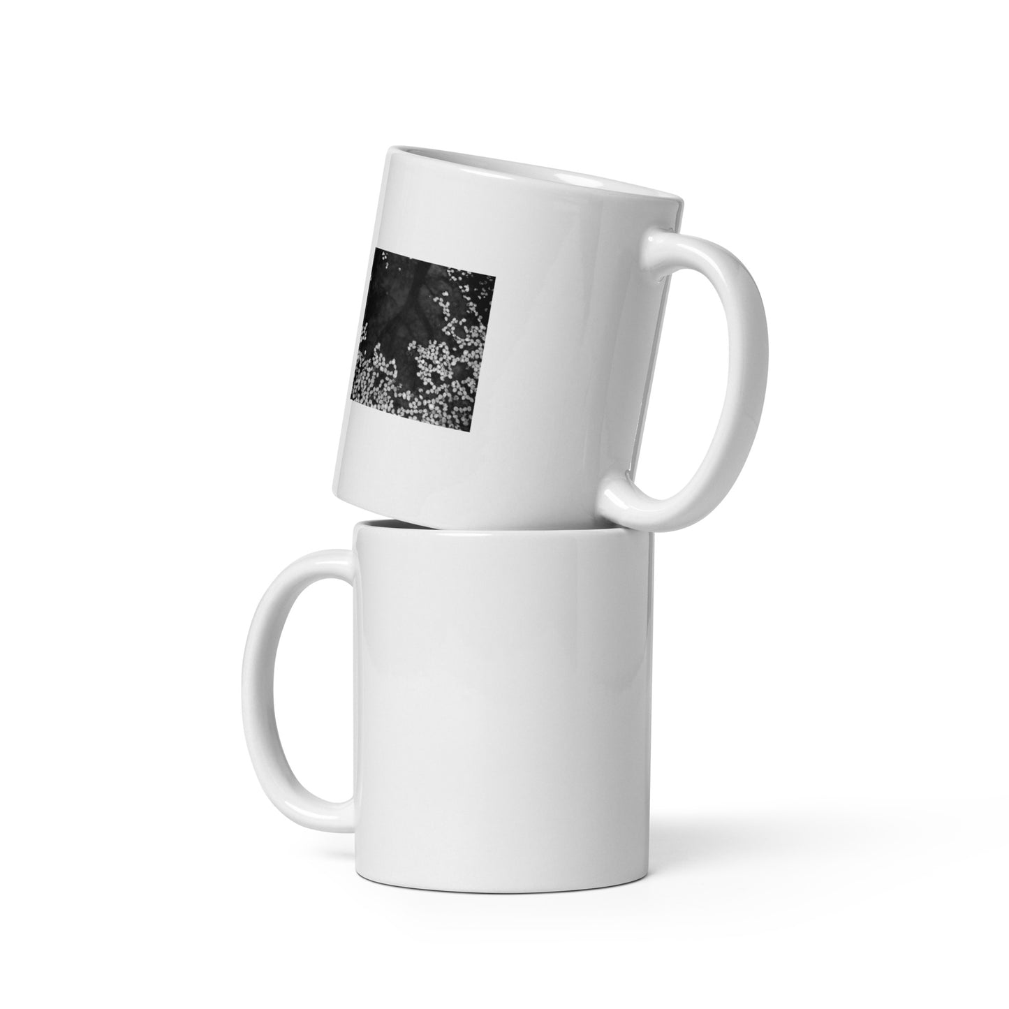 Cherry Blossom Petals on Water Surface (B&W) - Mug, Front View
