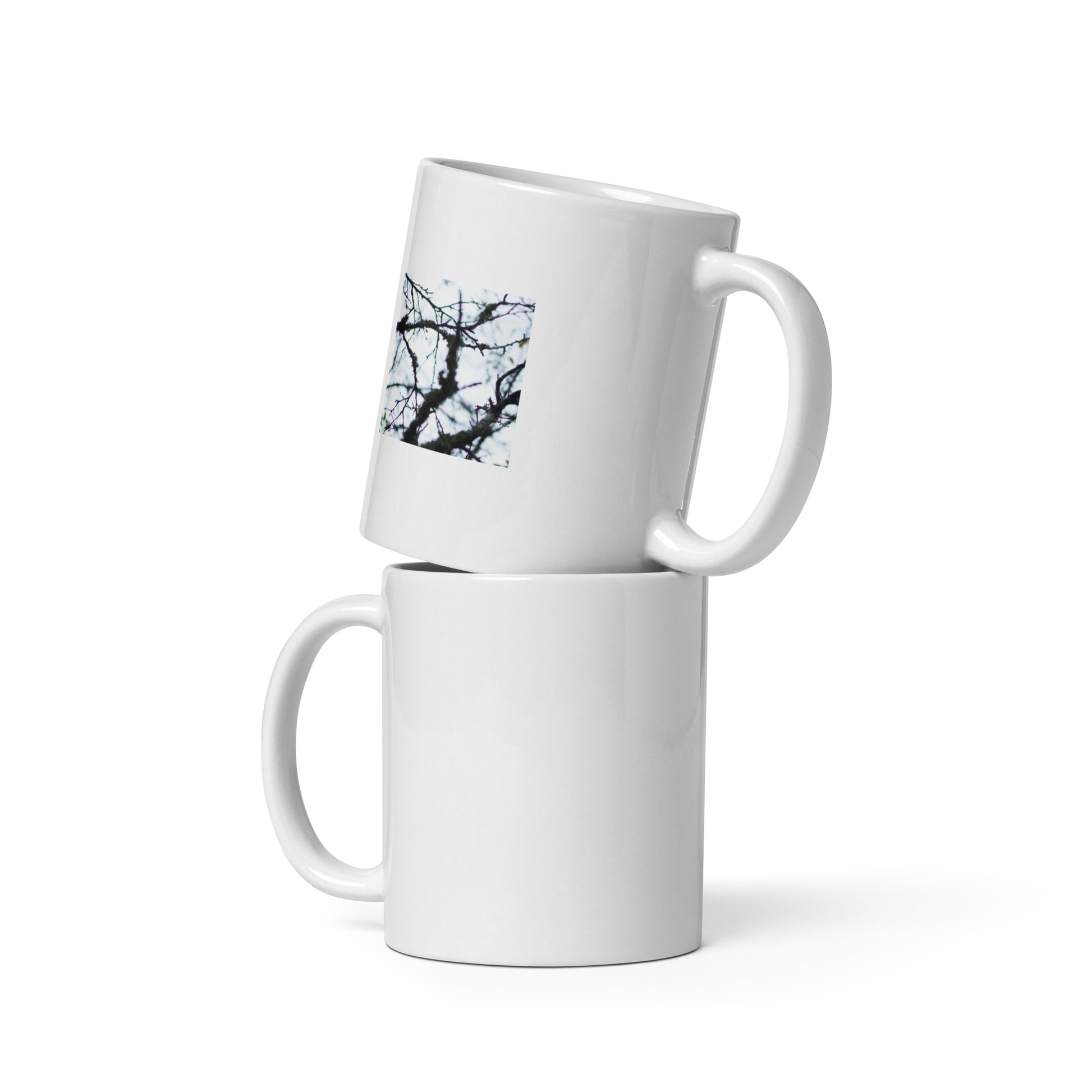 Minimalist mode style ceramic mug with a 'Bare Tree' art print / モードストリート系セラミックマグカップ、「Bare Tree（枯れ木）」のアートプリント（コーヒーマグ）