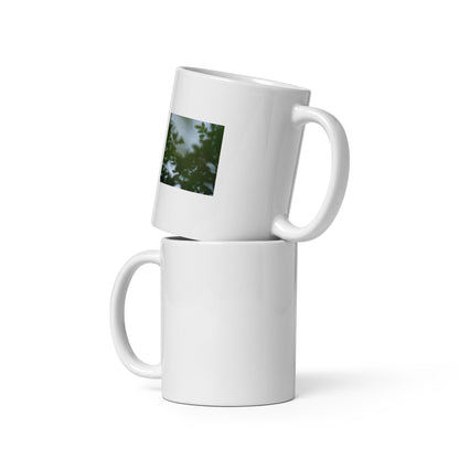 Minimalist streetwear style ceramic mug featuring a striking 'Tree Branches' botanical photograph. Glossy finish, 11 oz capacity, dishwasher and microwave safe. A sophisticated botanical accent for modern living. / 「Tree Branches」ボタニカル写真がプリントされたセラミックマグカップ。光沢仕上げ、容量11oz。洗練されたモダンな空間を演出するボタニカル・インテリア。