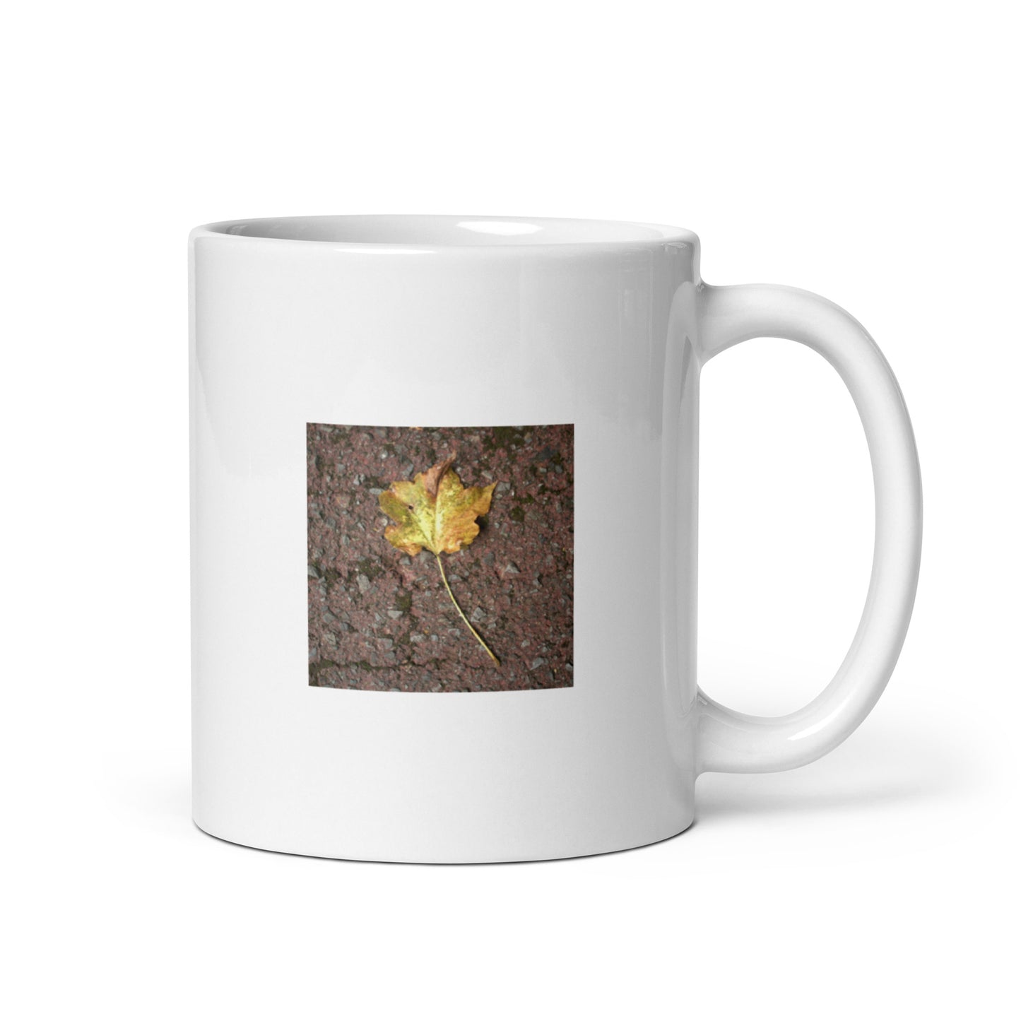 Maple Leaf Botanical Art – White Glossy Mug 11oz, Front View