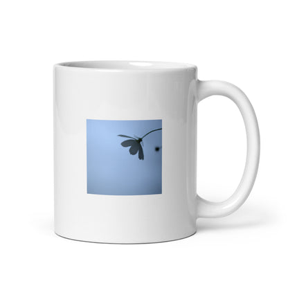 Cosmos Flower Botanical Art – White Glossy Mug 11oz, Front View