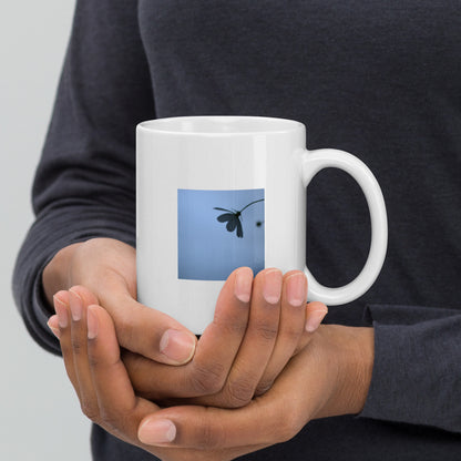 Cosmos Flower Botanical Art – White Glossy Mug 11oz, Front View