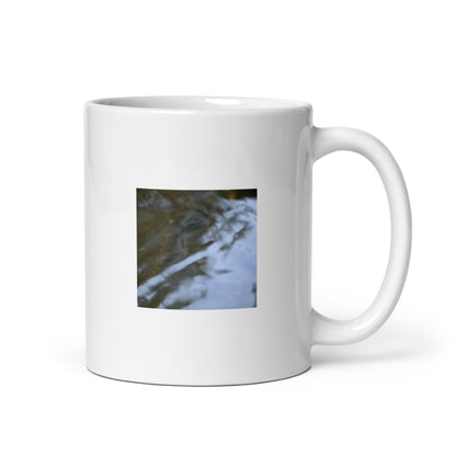 River Surface Botanical Art – White Glossy Mug 11oz, Front View