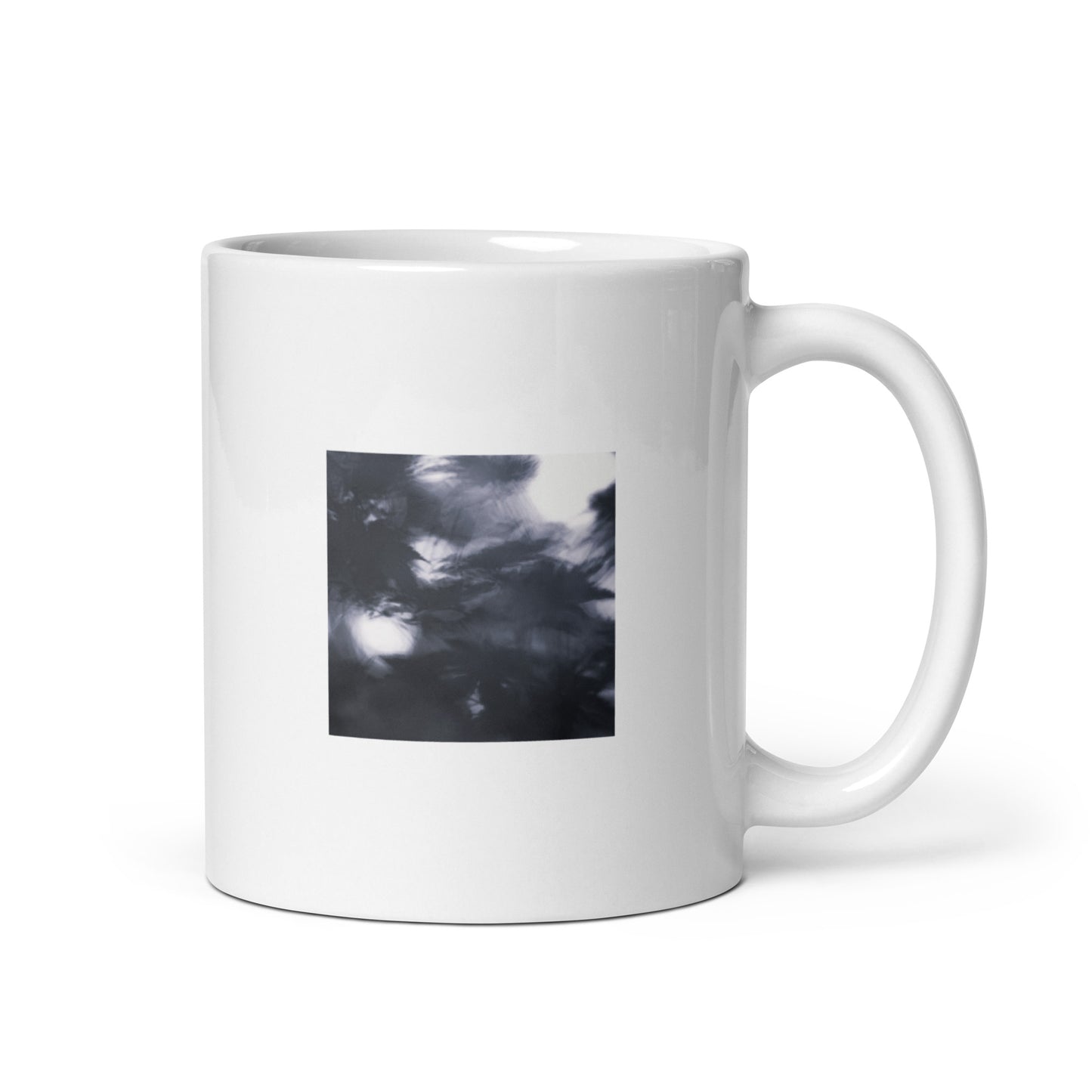 Maple Abstraction Botanical B&W Art – White Glossy Mug 11oz, Front View