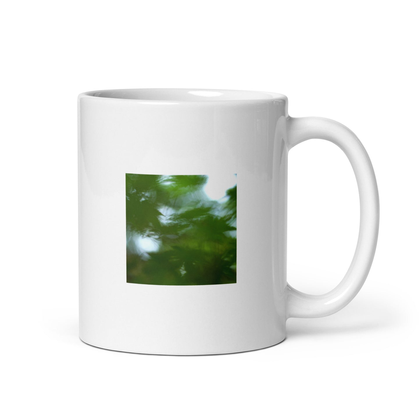 Maple Abstraction Botanical Art – White Glossy Mug 11oz, Front View