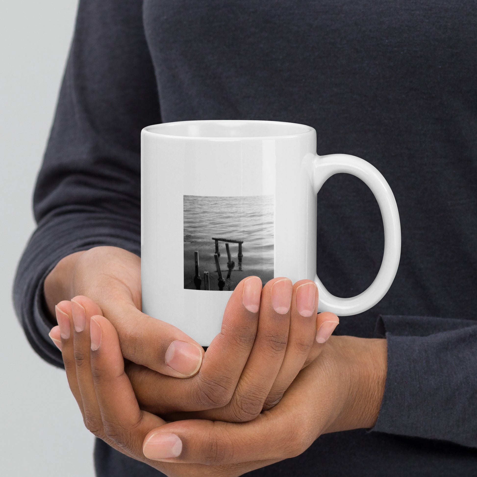 Decayed Pier (B&W) - Mug, Front View
