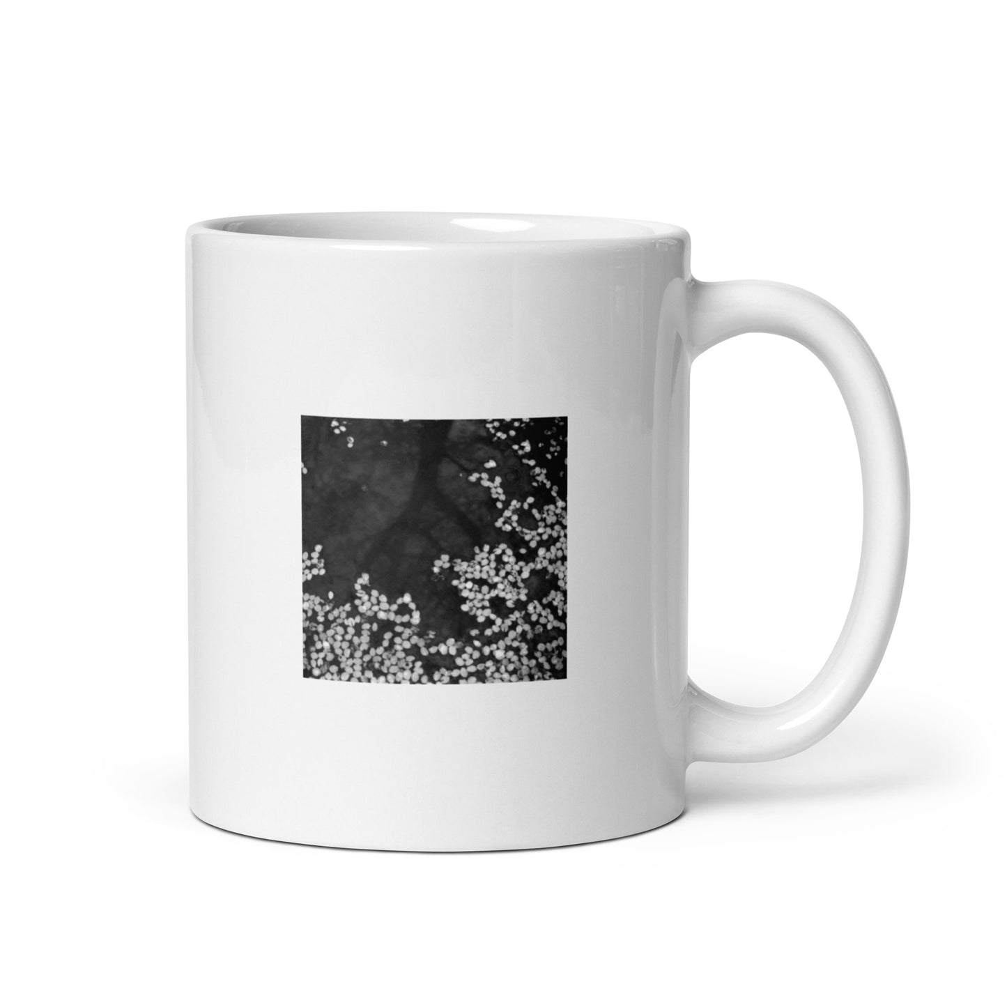 Cherry Blossom Petals on Water Surface (B&W) - Mug, Front View