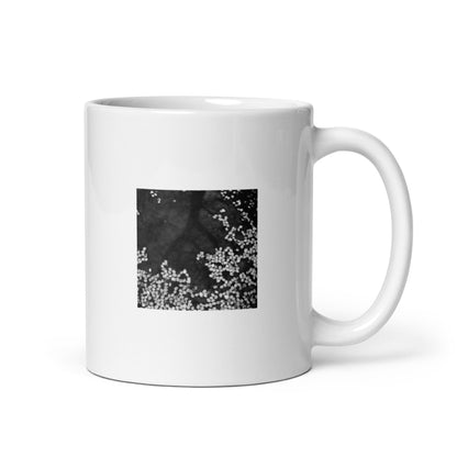 Cherry Blossom Petals on Water Surface (B&W) - Mug, Front View