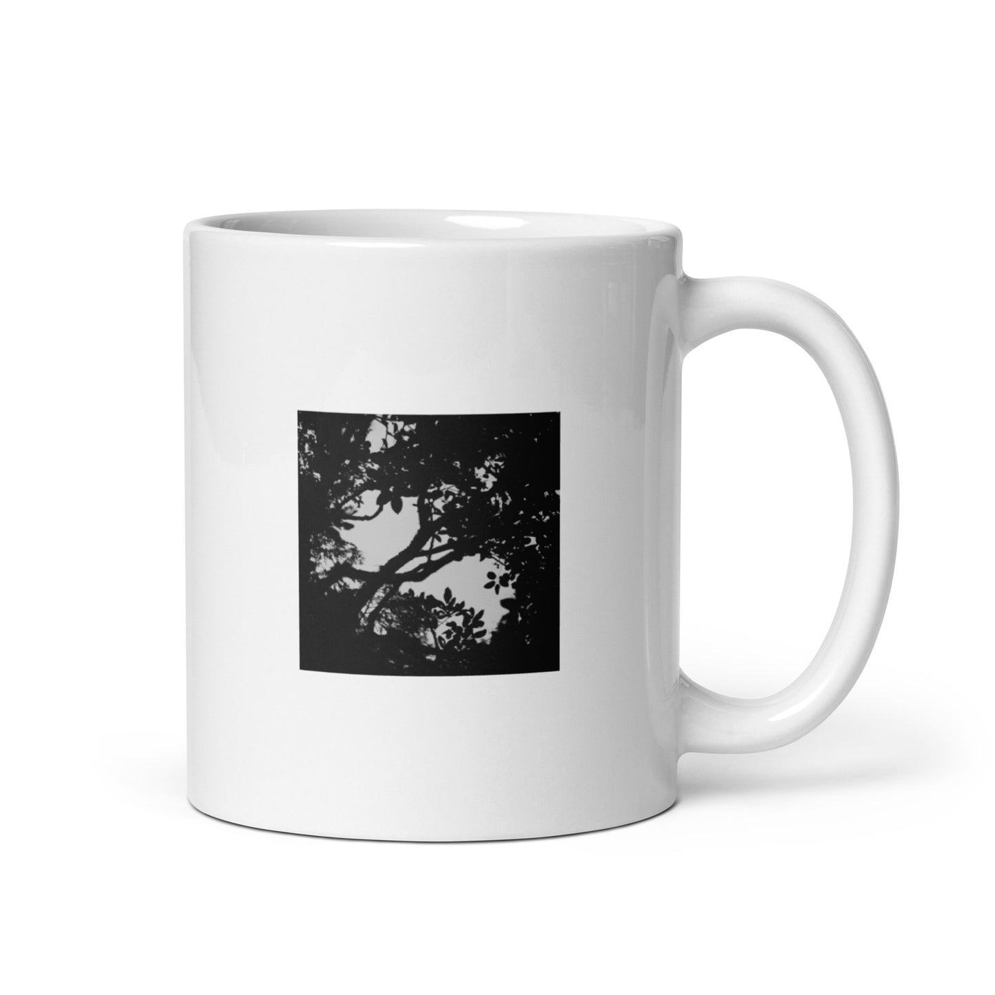 Minimalist mode style ceramic mug with a 'Forest' black and white photo print / モードストリート系セラミックマグカップ、「Forest（森）」のモノクロ写真プリント（コーヒーマグ）