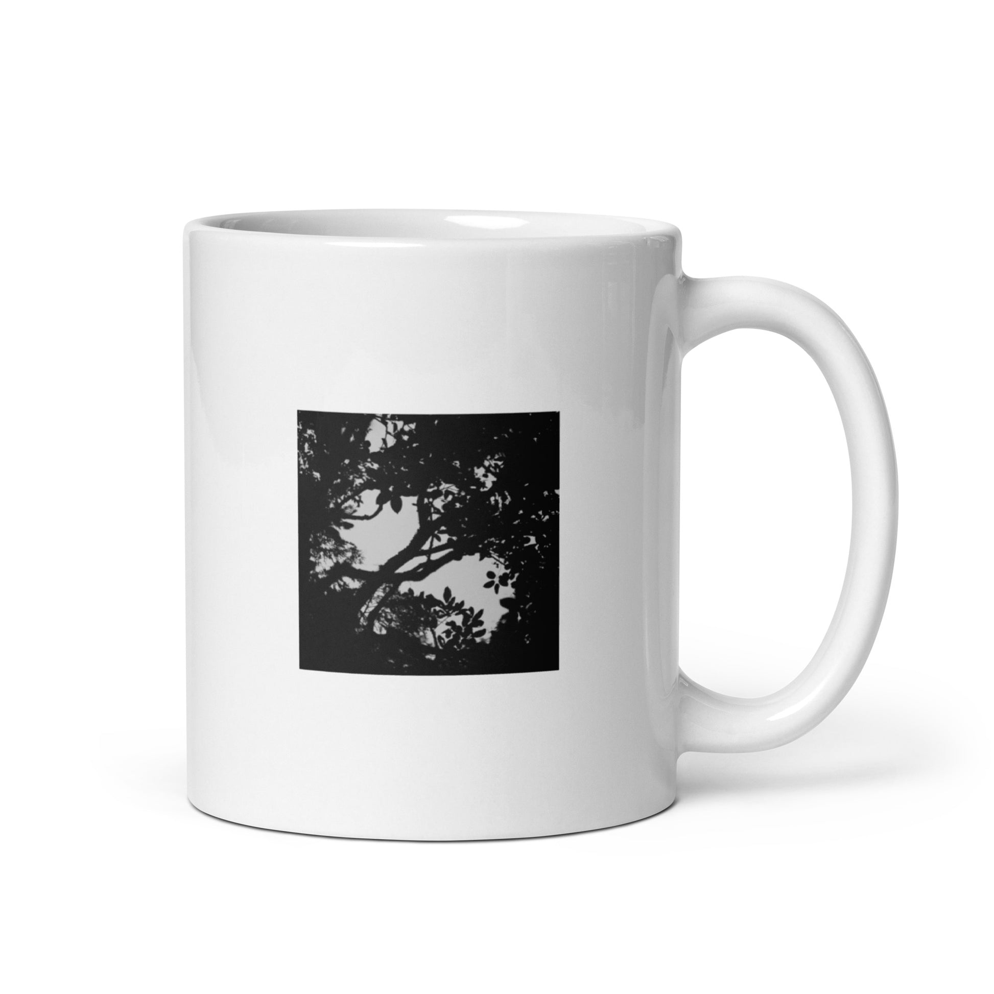 Minimalist mode style ceramic mug with a 'Forest' black and white photo print / モードストリート系セラミックマグカップ、「Forest（森）」のモノクロ写真プリント（コーヒーマグ）