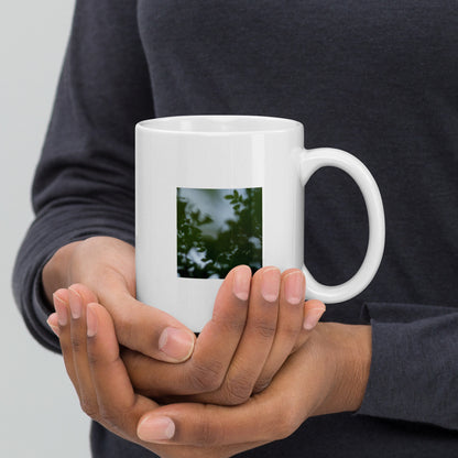 Minimalist streetwear style ceramic mug featuring a striking 'Tree Branches' botanical photograph. Glossy finish, 11 oz capacity, dishwasher and microwave safe. A sophisticated botanical accent for modern living. / 「Tree Branches」ボタニカル写真がプリントされたセラミックマグカップ。光沢仕上げ、容量11oz。洗練されたモダンな空間を演出するボタニカル・インテリア。